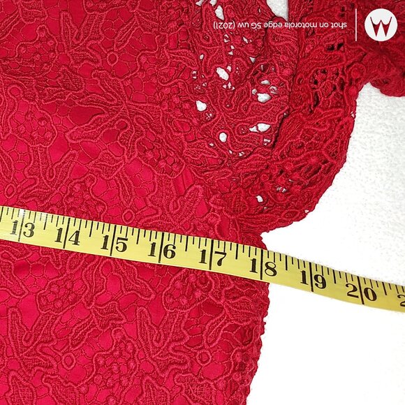 TALBOTS CORDED LACE L/S TANK ROUND NECK 100% COTTON LINED CANDY APPLE RED MEDIUM - Picture 7 of 11